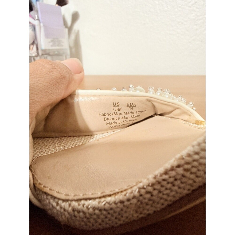 SAM EDELMAN Yaro Perla Beaded Block Heel Sandals Ivory US Size 7.5 Wedding Party - Picture 7 of 12